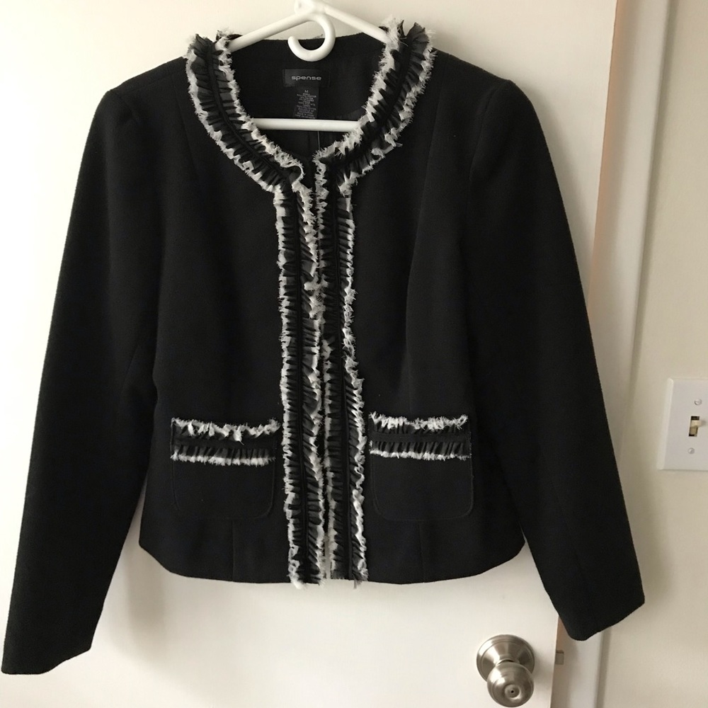 Fully Lined Black Ruffle Blazer - NWT!